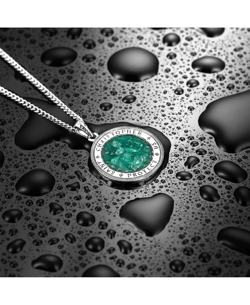 Vincero Men's St. Christopher Pendant 925 Sterling Silver with Rhodium Plating and Lobster Clasp