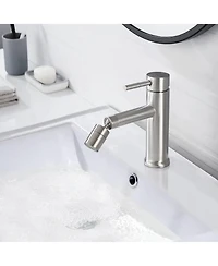 Busdays Brushed Nickle Bathroom Faucet for 2 Mode Faucet for Bathroom Sink with 360degree(s) Rotating Aerator