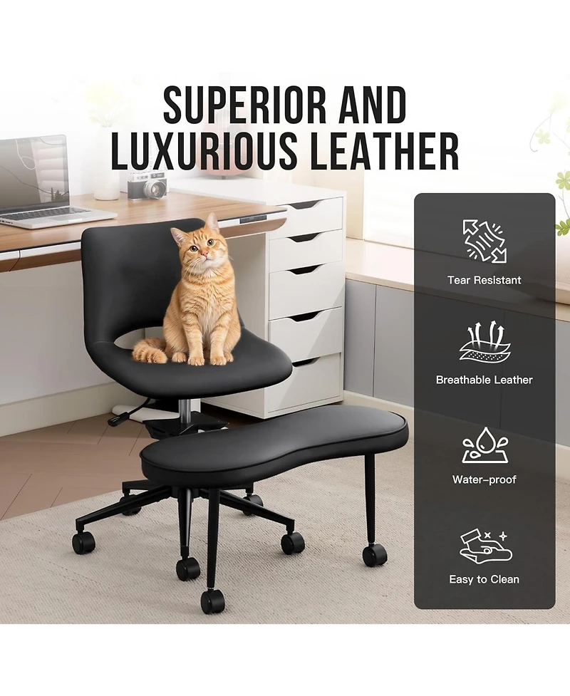 gaomon Ergonomic Cross-Legged Office Chair with High Lumbar Support, Adjustable Height Kneeling Chair