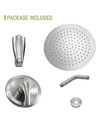 Busdays 10" Round Rain Shower Head Systems with Waterfall Tub Spout, Brushed Nickel,Wall Mounted shower