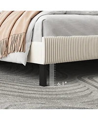 flynama King Size Bed Frame Upholstered Headboard Sturdy Iron Noiseless Easy Assembly