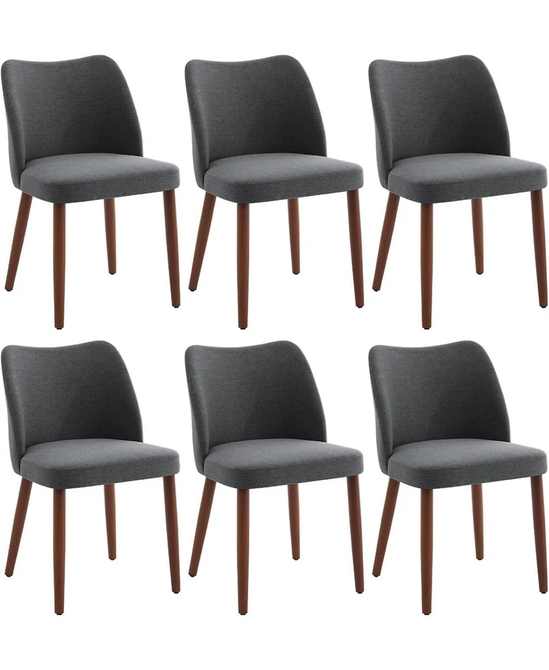 gaomon Linen Dining Chairs Set of 6, Upholstered Wingback Chairs with Wood Legs
