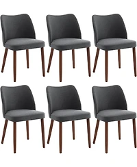 gaomon Linen Dining Chairs Set of 6, Upholstered Wingback Chairs with Wood Legs