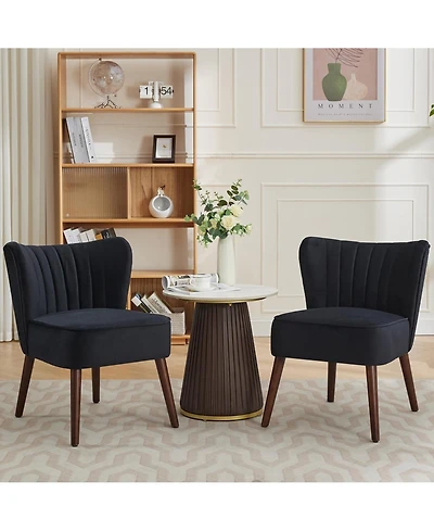 gaomon Modern Velvet Accent Chair Set of 2 with Wood Legs