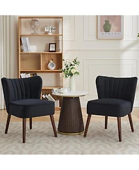 gaomon Modern Velvet Accent Chair Set of 2 with Wood Legs