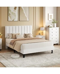 gaomon Iron Mdf Vertical Pattern Soft Bag Basic Bed, Upholstered Bed Frame, Stylish Design, Comfortable Mattress