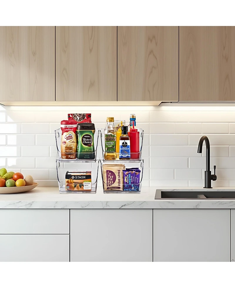 Sorbus Medium Square Stackable Open Front Storage Bins - For Pantry, Kitchen and Home Organization