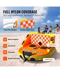 Mecale 1-2 Rider Towable Boat Tube with Backrest and Nylon Cover