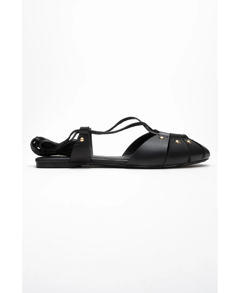 Forever & Always Shoes Women's Daria Leather Ankle Lace-Up Sandal