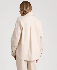 Avec Les Filles Women's Collared Oversized Shirt