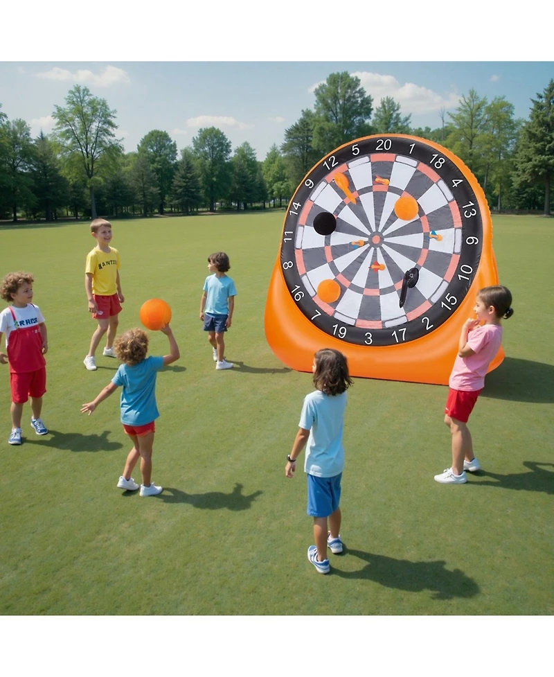 Mecale 6 Ft Inflatable Soccer Dart Board with Balls and Air Pump