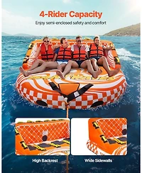Mecale 1-4 Rider Towable Boat Tube with Nylon Cover and 22 Handles