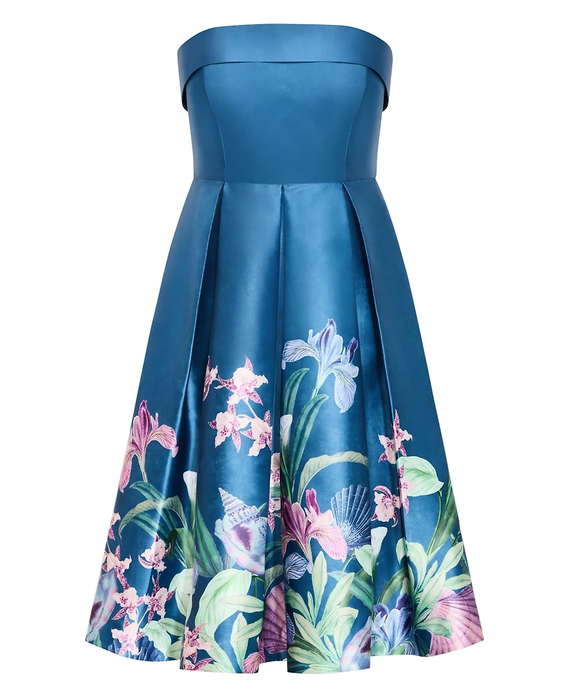 City Chic Plus Tiffany Bloom Strapless Midi Dress