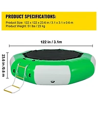 10 Ft Inflatable Water Trampoline with Ladder for Lake and Pool