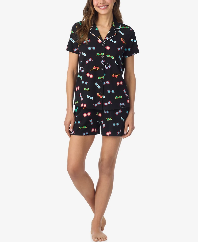 Cuddl Duds Women's Short-Sleeve Top and Pull-On Pajama Shorts, 2-Piece Set