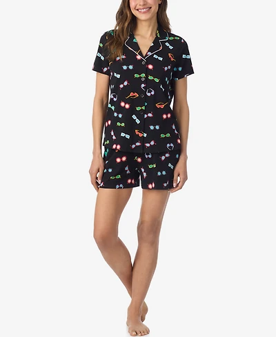 Cuddl Duds Women's Short-Sleeve Top and Pull-On Pajama Shorts, 2-Piece Set