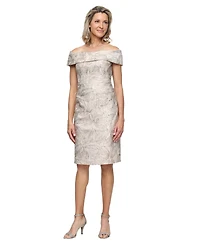 Alex Evenings Women's Off-The-Shoulder Jacquard Dress