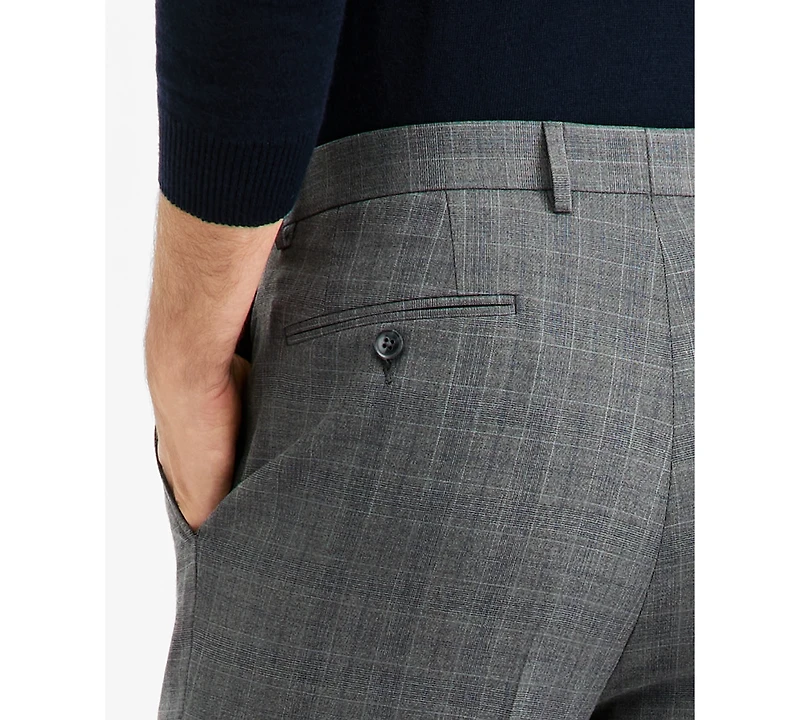 Tallia Men's Classic-Fit Gray & Blue Check Suit Separate Pants