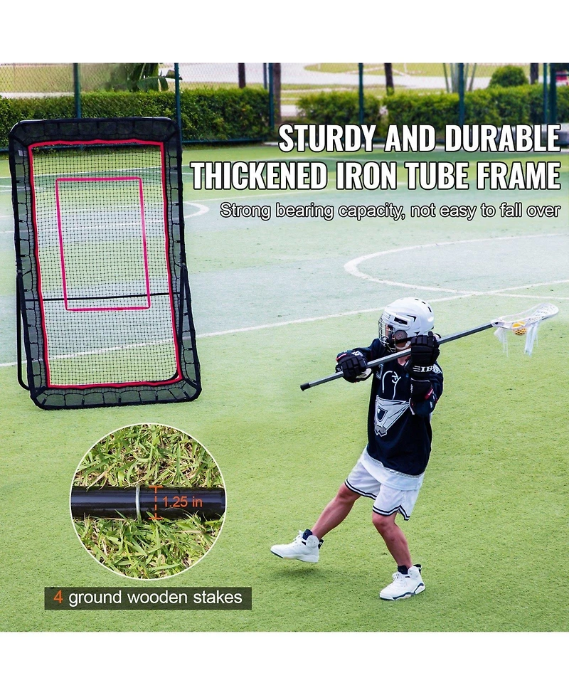 Mecale 4 x 7 Ft Lacrosse Rebounder Net with Adjustable Angle and Target