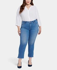 Nydj Plus Barbara Bootcut Ankle Jeans with Frayed Hems