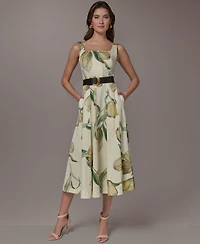 Donna Karan New York Petite Square-Neck Printed Dress