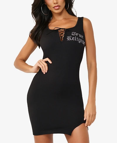 True Religion Women's Crystal Lace Up Seamless Mini Dress