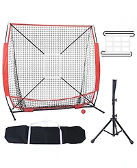 Mecale 5 x 5 Ft Baseball Softball Practice Net with Bow Frame and Carry Bag
