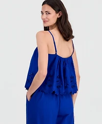 On 34th Women's Linen-Blend Cutwork-Hem Tank Top, Macy's Exclusive