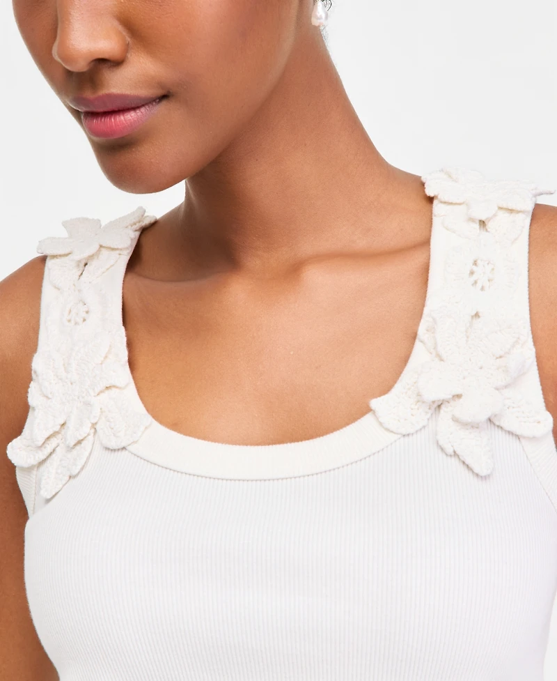 On 34th Women's Scoop-Neck Floral Crochet Tank Top, Macy's Exclusive