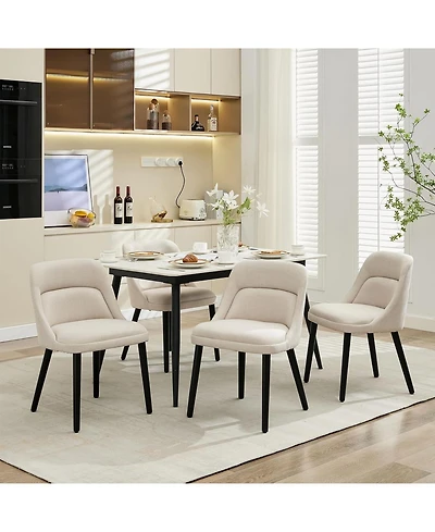 gaomon Linen Dining Chairs Set Upholstered Chairs with Wood Legs