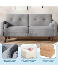 gaomon 65" Mid-Century Loveseat Sofa, Deep Seat Linen Upholstered 2-Seater Couch
