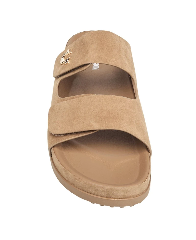 True Religion Men's Sean Double Strap Metal Logo Sandal