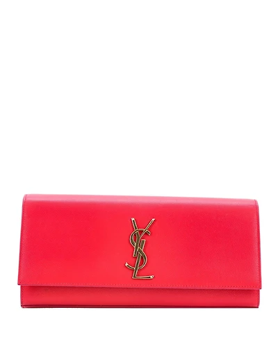 Pre-Owned Saint Laurent Long Classic Monogram Clutch Leather