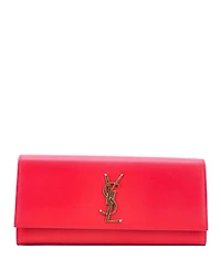 Pre-Owned Saint Laurent Long Classic Monogram Clutch Leather