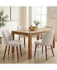 gaomon Wooden Dining Chairs Set of 6,Upholstered Dining Chairs Modern Fabric Kitchen Chairs with Back for Kitchen,White