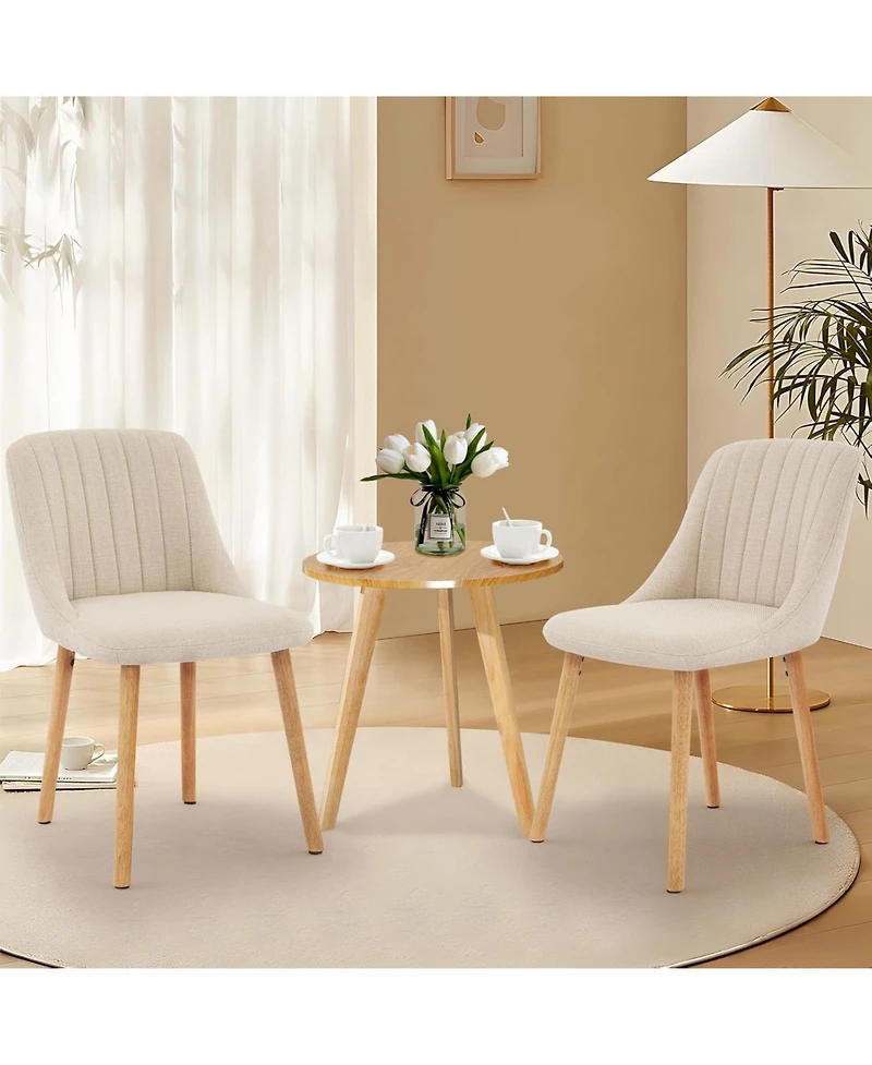 gaomon Dining Chairs Set of 6,Modern Fabric Upholstered Kitchen Chairs with Solid Oak Legs,Weight Capacity 300lbs,Ergonomic Curved Back