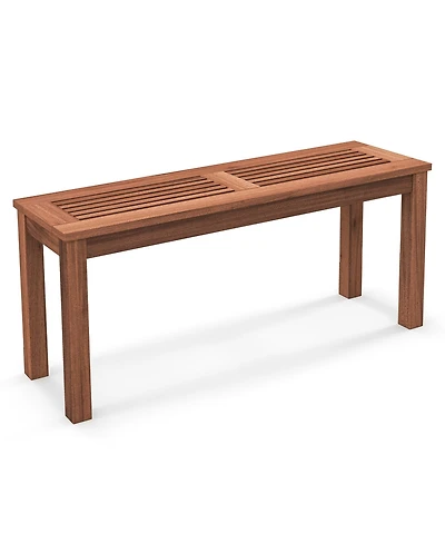 Gymax 2-Person Outdoor Bench Patio Bench w/ Slatted Seat Weather Resistant Solid Wood Frame