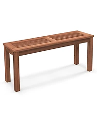 Gymax 2-Person Outdoor Bench Patio Bench w/ Slatted Seat Weather Resistant Solid Wood Frame