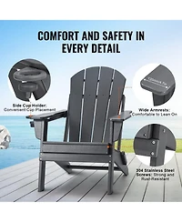 Gouun Folding Hdpe Adirondack Chair Set of 2 with Cup Holders