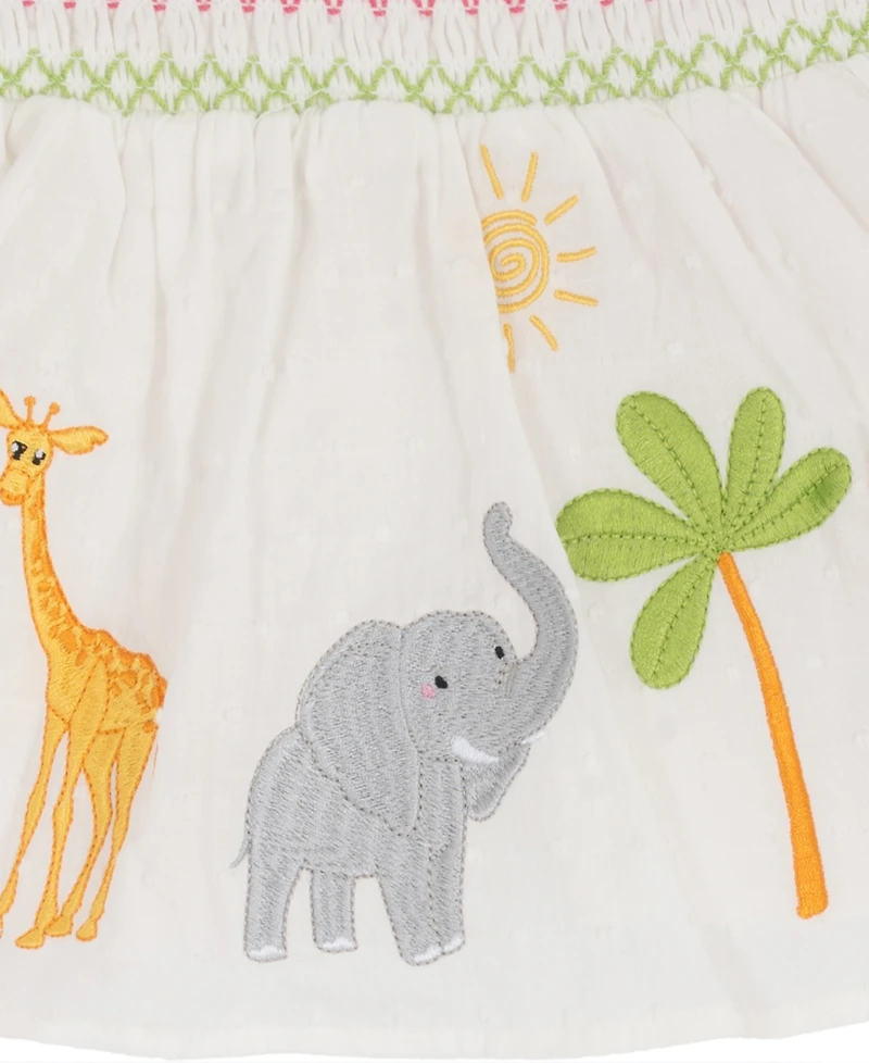 Rare Editions Baby Girls' Clipped Dot Animal Embroidered Top and Shorts, 2-Piece Set