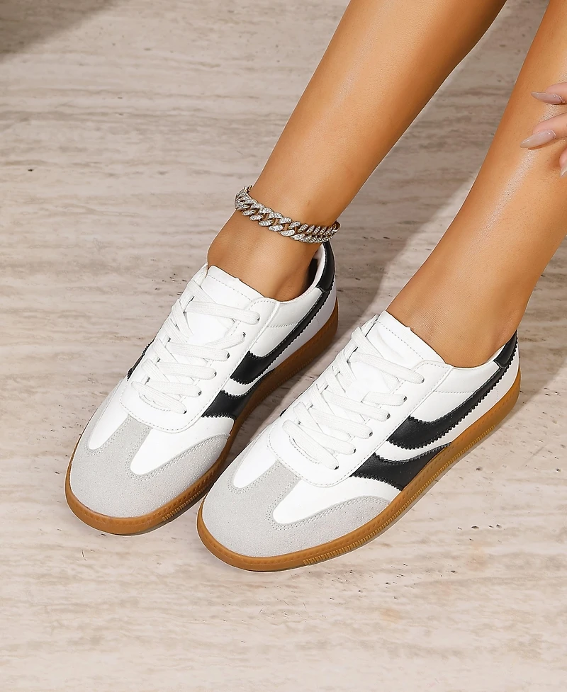 Berness Women's Lilliann Mixed Panel Lace-Up Sneakers