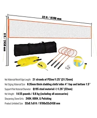 Mecale Volleyball and Badminton Combo Set with Adjustable Net and Carry Bag