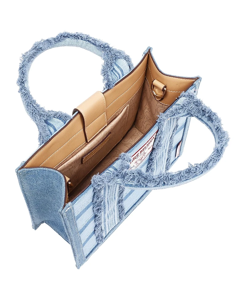 True Religion Multi-Stripe Modern Tote with Removable Crossbody Strap