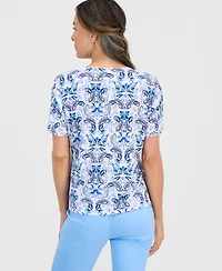 Jm Collection Petite Luca Paisley Keyhole Top, Macy's Exclusive