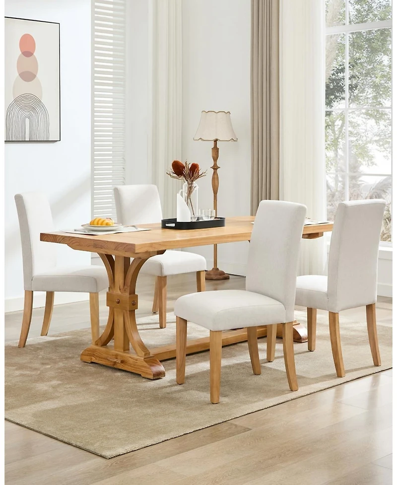gaomon Dining Chairs Set of 2,Modern Fabric Upholstered Ergonomic Chairs with Curved Backrest,Heavy-Duty Wood Legs for Dining Room Kitchen Home Office