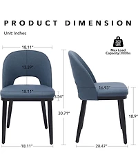 gaomon Dining Chairs Set of 2, Modern Fabric Upholstered Kitchen Side with Curved Backrest and Wood Leg