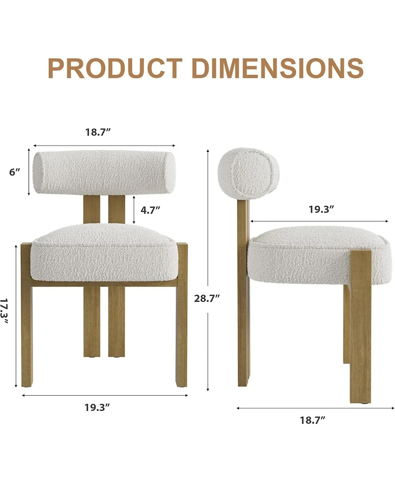 gaomon Upholstered Dining Chairs Set of 2,Modern Boucle Dining Room Chairs with Ergonomic Curved Back,Comfortable Kitchen Chairs with Rubber Wood