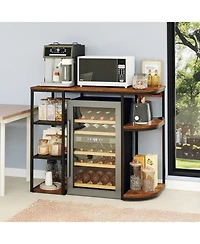 gaomon 46.9in Mini Fridge Stand with Storage Shelf, 6-Tier Microwave Stand & Coffee Bar Organizer with 4 Power Outlet and Air Switch