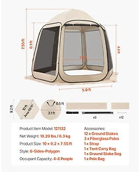 Mecale Pop-Up Screen House Tent for 4-8 People