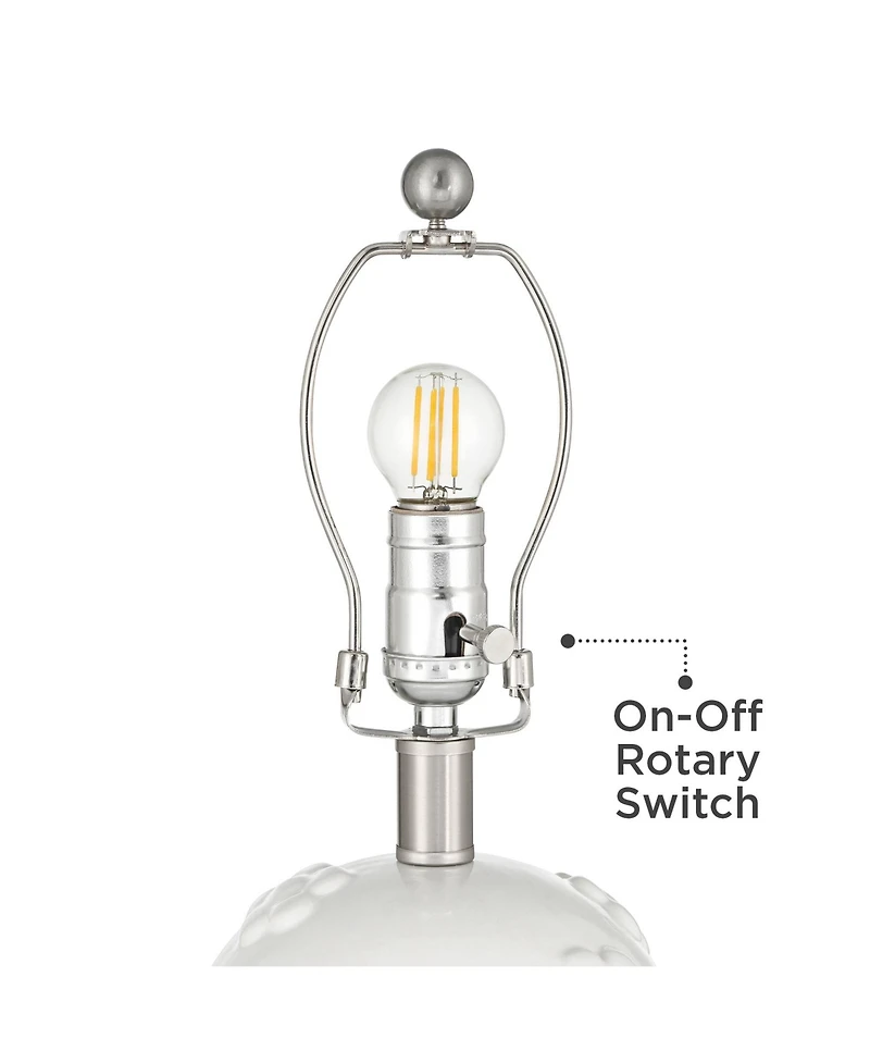 360 Lighting Arianna 16"H White Flower Ceramic Accent Table Lamp Set with Dimmer